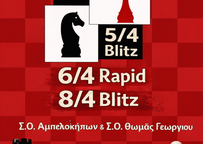 Τουρνουά Blitz & Rapid, Κυριακή 5/4, Μ. Δευτέρα 6/4 & Μ. Τετάρτη 8/4